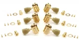 Vintage Tuning Machine Heads - Gold with Green Buttons