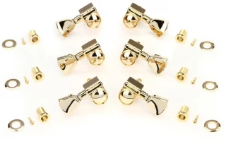 Modern Tuning Machine Heads - Gold with Metal Buttons
