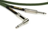P06077 Braided Straight to Right Angle Instrument Cable - 10 foot Black/Green