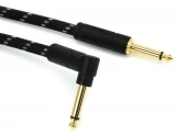 0990820090 Deluxe Series Straight to Right Angle Instrument Cable - 10 foot Black Tweed