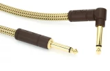 0990820086 Deluxe Series Straight to Right Angle Instrument Cable - 15 foot Tweed