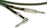 P06082 Braided Straight to Right Angle Instrument Cable - 18 foot Black/Green