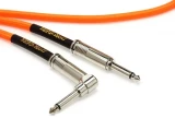 P06079 Braided Straight to Right Angle Instrument Cable - 10 foot Neon Orange