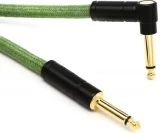 0990910062 Festival Hemp Straight to Right Angle Instrument Cable - 10 foot Green