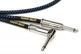 P06060 Braided Straight to Right Angle Instrument Cable - 25 foot Black/Blue