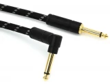 0990820079 Deluxe Series Straight to Right Angle Instrument Cable - 18.6 foot Black Tweed