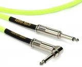 P06080 Braided Straight to Right Angle Instrument Cable - 10 foot Neon Yellow