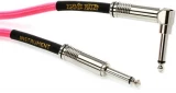 P06083 Braided Straight to Right Angle Instrument Cable - 18 foot Neon Pink