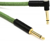 0990918062 Festival Hemp Straight to Right Angle Instrument Cable - 18.6 foot Green