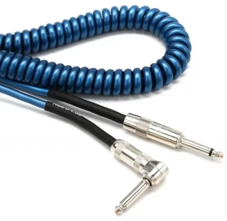 LCRCRMBS Retro Coil Straight to Right Angle Silent Instrument Cable - 20 foot Metallic Blue