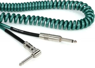 LCRCRMGS Retro Coil Straight to Right Angle Silent Instrument Cable - 20 foot Metallic Green