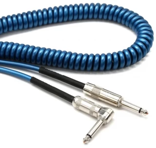 LCRCRMB Retro Coil Straight to Right Angle Instrument Cable - 20 foot Metallic Blue