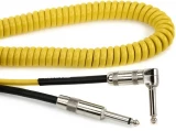 LCRCRYS Retro Coil Straight to Right Angle Silent Instrument Cable - 20 foot Yellow