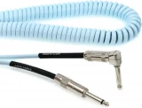 LCRCRCBS Retro Coil Straight to Right Angle Silent Instrument Cable - 20 foot Carolina Blue