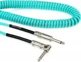 LCRCRFGS Retro Coil Straight to Right Angle Silent Instrument Cable - 20 foot Seafoam Green
