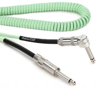 LCRCRSG Retro Coil Straight to Right Angle Instrument Cable - 20 foot Surf Green