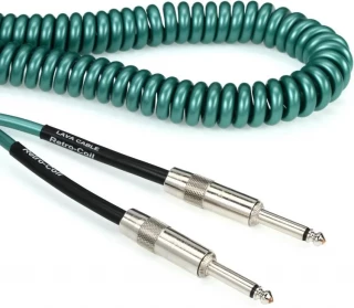 LCRCMG Retro Coil Straight to Straight Instrument Cable - 20 foot Metallic Green
