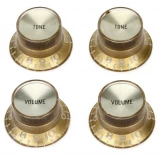 Top Hat Knobs with Inserts 4-pack - Gold with Gold Metal Insert