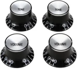 Top Hat Knobs with Inserts 4-pack - Black with Silver Metal Insert