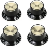 Top Hat Knobs with Inserts 4-pack - Black with Gold Metal Insert