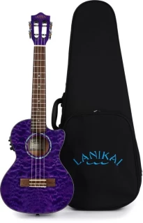 Lanikai QM-PUCET Tenor with Cutaway & Electronics - Purple Stain