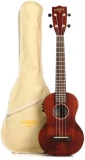 QM-RDCET Tenor Ukulele with Cutaway & Electronics - Red Stain vs G9110-L Concert Long-Neck Acoustic/Electric Ukulele - Vintage Mahogany Stain