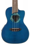 Novelty Pineapple Soprano Ukulele - Guacalele vs Dolphin Flamed Maple Concert Ukulele - Transparent Blue