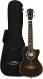 QM-BKCET Tenor Ukulele with Cutaway & Electronics - Black Stain vs FBCET-T Figured Bocote Thin Body Tenor Acoustic-Electric Ukulele - Natural