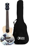 KA-MG-SLNG Long Neck Soprano Ukulele - Spalted Mango vs Great Wave Concert Ukulele - Great Wave Graphic