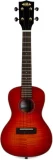 Crescent Olive Ash Burl Concert Ukulele - Satin Natural vs Flame Maple Concert Ukulele - Cherry Burst