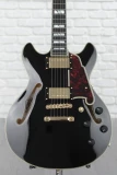 D'Angelico Excel Mini DC Semi-hollow - Black with Stopbar Tailpiece