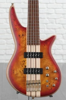 Jackson Pro Series Spectra Bass SB V Poplar Burl - Transparent Cherry Burst