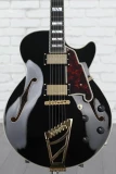 D'Angelico Excel SS Semi-hollowbody - Solid Black with Stairstep Tailpiece