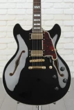 D'Angelico Excel DC Semi-hollowbody - Solid Black with Stopbar Tailpiece