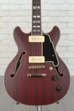 D'Angelico Deluxe Mini DC Semi-hollowbody - Satin Trans Wine