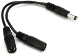 2.1mm Output Splitter Adapter Cable - Dual Straight to Straight - 4 inch
