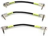 P06059 Right Angle to Right Angle Pedalboard Flat Patch Cable - 6 inch Black