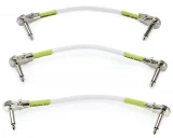 P06052 Right Angle to Right Angle Pedalboard Flat Patch Cable - 6 inch White (3-pack)