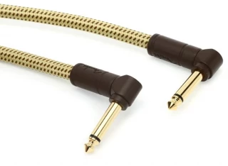 0990820088 Deluxe Series Right Angle to Right Angle Instrument Cable - 6 inch Tweed (2-pack)