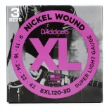EXL120-3D XL Nickel Wound Electric Guitar Strings - .009-.042 Super Light (3-pack)