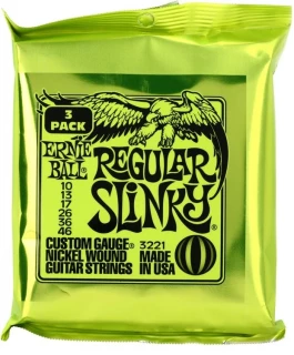 3221 Regular Slinky Nickel Wound Electric Guitar Strings - .010-.046 Factory 3-pack