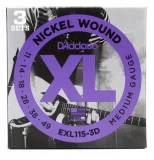 EXL115-3D XL Nickel Wound Electric Guitar Strings - .011-.049 Medium (3-pack)
