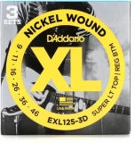 EXL125-3D XL Nickel Wound Electric Guitar Strings - .009-.046 Super Light Top/Regular Bottom (3-pack)