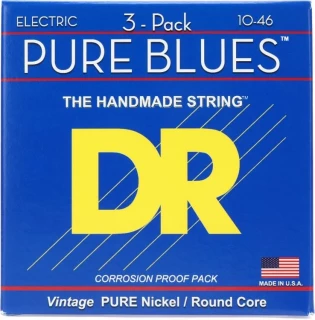 PHR-10 Pure Blues Pure Nickel Electric Guitar Strings - .010-.046 Medium Factory (3-pack)