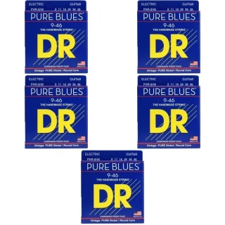 PHR-9/46 Pure Blues Pure Nickel Electric Guitar Strings - .009-.046 Light and Heavy (5-Pack)