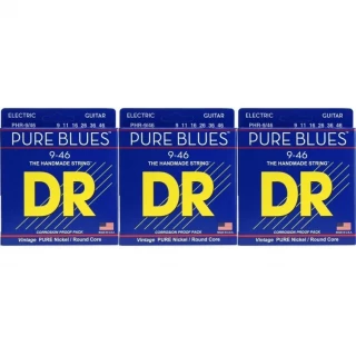 PHR-9/46 Pure Blues Pure Nickel Electric Guitar Strings - .009-.046 Light and Heavy (3-Pack)