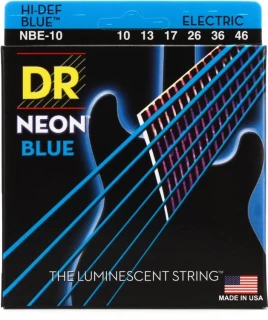 NBE-10 Hi-Def Neon Blue K3 Coated Electric Guitar Strings - .010-.046 Medium