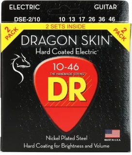 DSE-2/10 Dragon Skin K3 Coated Electric Guitar Strings - .010-.046 Medium (2-pack)