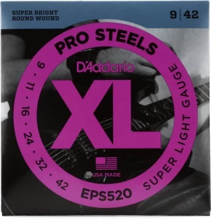 EPS520 XL ProSteels Electric Guitar Guitar Strings - .009-.042 Super Light