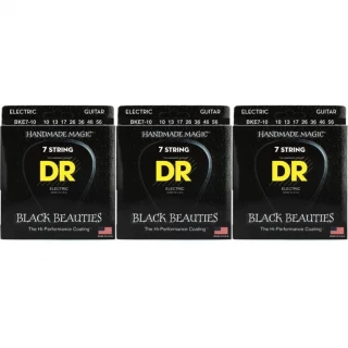 BKE7-10 Black Beauties K3 Coated Electric Guitar Strings - .010-.056 Medium 7-string (3-Pack)